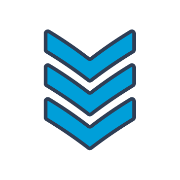 Blue and black graphic shows a pattern representing a defence badge.