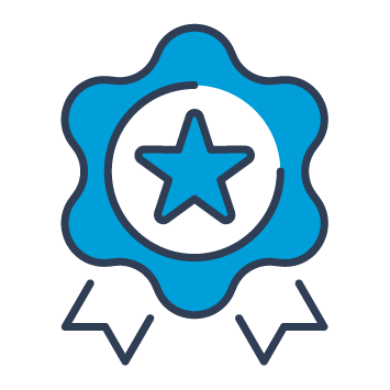 Icon of a badge with a star on it to represent quality.
