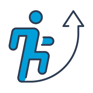 Icon shows a person running upwards with an upward arrow.