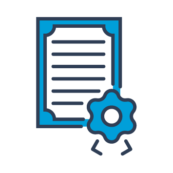 Icon of a certificate to symbolise compliance.